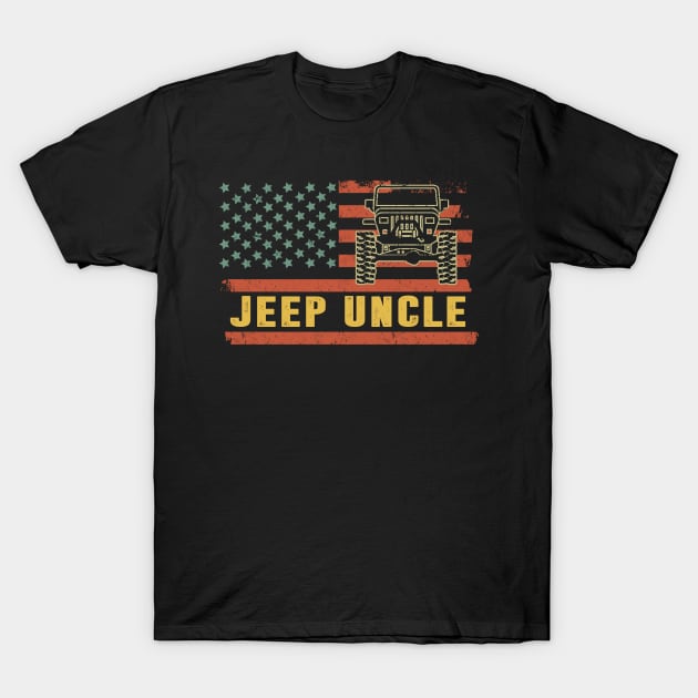 Jeep Uncle American Flag Jeep Vintage Jeep Father's Day Gift Jeep papa T-Shirt by Oska Like